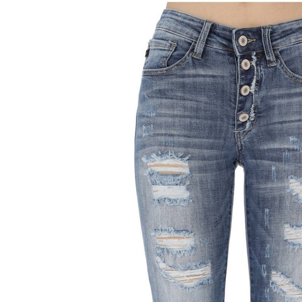 SADIE BUTTON UP DISTRESSED SKINNY JEANS - Picture 7 of 8